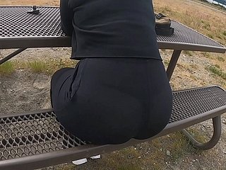 Public Look at Thru Yoga Pants Broad in the beam Boodle Tie the knot